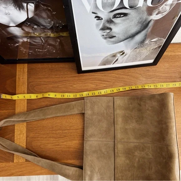 SOLD ❌ GENUINE LEATHER SUEDE LJS SHOULDER TOTE BAG #0312 - Picture 8 of 10